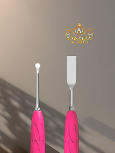 Manicure pusher Gummy with silicone handle UNIQ 11 TYPE 1 (straight flat and loop pusher)