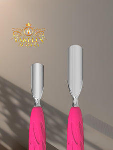 Manicure pusher Gummy with silicone handle UNIQ 10 TYPE 1 (rounded wide and rounded narrow pusher)