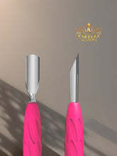 Manicure pusher Gummy with silicone handle UNIQ 10 TYPE 2 (rounded narrow and beveled pusher)