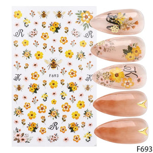 Flower&Bee Nail Sticker F693