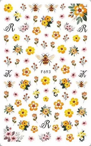 Flower&Bee Nail Sticker F693