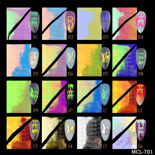 Stickers holograficos .especifica en las notas que color quieres usando la numeración correspondiente