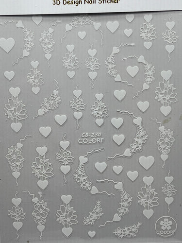 Sticker Cb-230 blanco CORAZONES